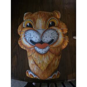 Vintage 70s fabric pillow panel LION " Richard " cut n sew stuffed animal